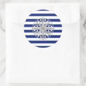 Chrome als kompas op de Nautical Stripes Ronde Sticker (Tas)