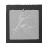 Chrome als Kreeft teken op Hevelius graveerwerk Notitieblok (Voorkant)