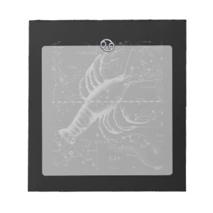 Chrome als Kreeft teken op Hevelius graveerwerk Notitieblok