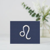 Chrome als Leo Zodiac Sign Blue Carbon Fibre Briefkaart (Staand voorkant)