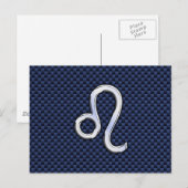Chrome als Leo Zodiac Sign Blue Carbon Fibre Briefkaart (Voorkant / Achterkant)