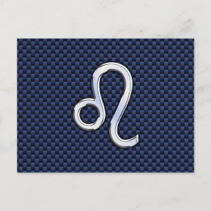 Chrome als Leo Zodiac Sign Blue Carbon Fibre Briefkaart