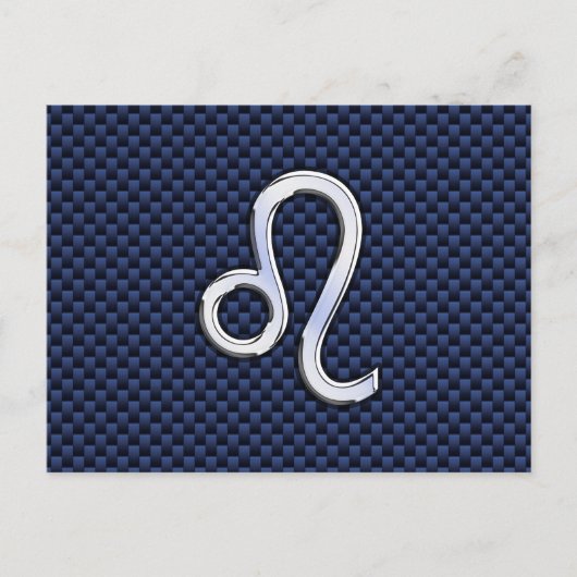 Chrome als Leo Zodiac Sign Blue Carbon Fibre Briefkaart (Voorkant)