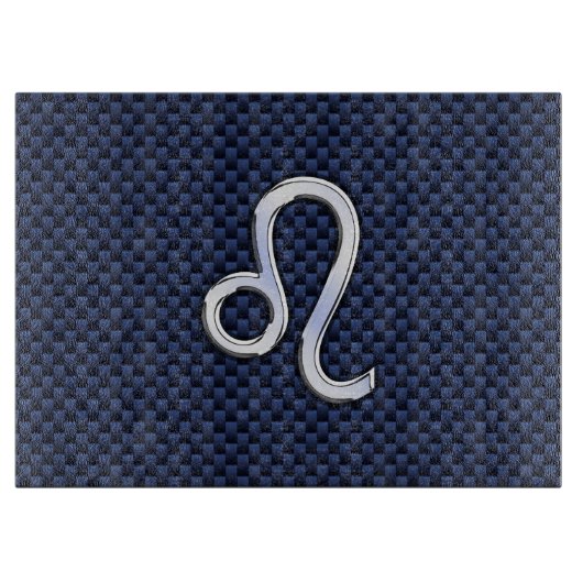Chrome als Leo Zodiac Sign Blue Carbon Fibre Snijplank (Voorkant)