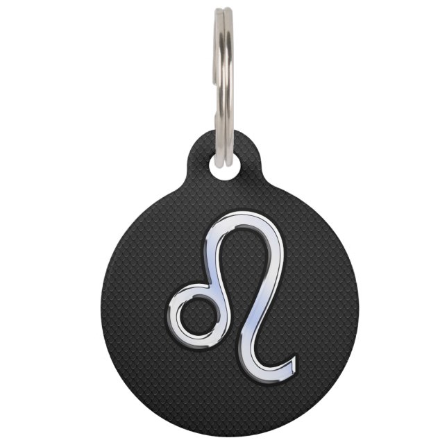 Chrome als Leo Zodiac Sign op slangenhuid Huisdierpenning (Voorkant)