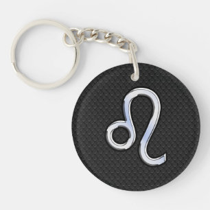 Chrome als Leo Zodiac Sign op slangenhuid Sleutelhanger