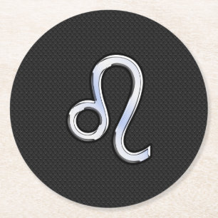 Chrome als Leo Zodiac Symbool op slangenhuid Ronde Kartonnen Onderzetter