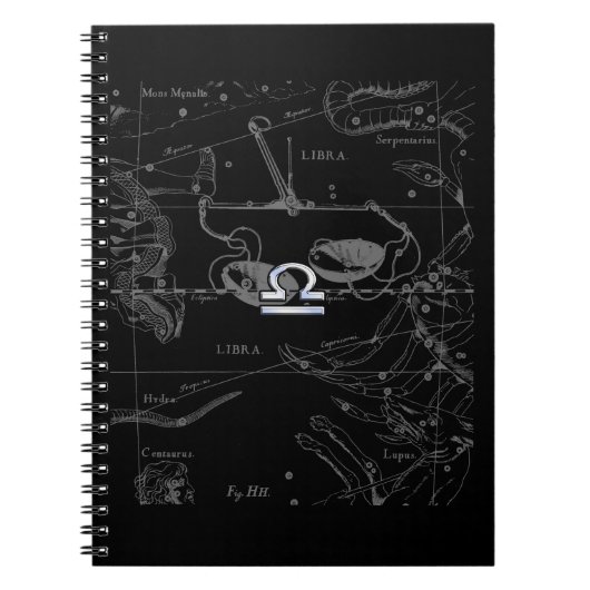 Chrome als Libra sterrenbeeld op Hevelius Notitieboek (Voorkant)