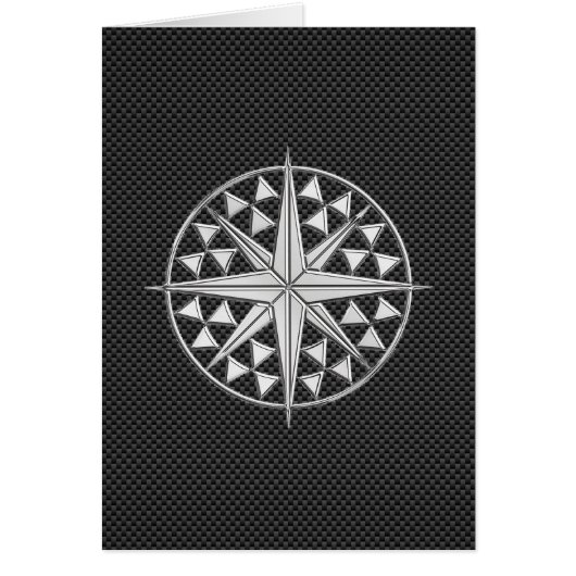 Chrome als Nautical Star Compass op koolstofvezel (Voorkant)