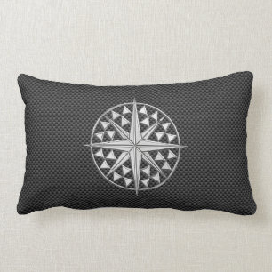 Chrome als Nautical Star Compass op koolstofvezel Kussen