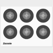 Chrome als Nautical Star Compass op koolstofvezel Ronde Sticker (Vel)
