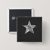 Chrome als Nautical Star op koolstofvezel Vierkante Button 5,1 Cm (Voorkant /achterkant)