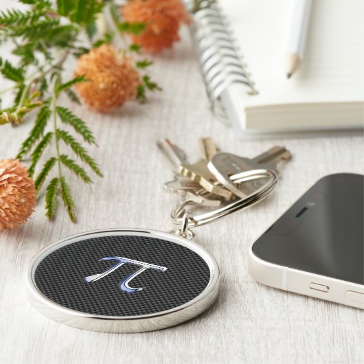 Chrome als PI-symbool in koolstofvezelstijl Sleutelhanger (Zijkant)