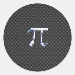 Chrome als PI-symbool op koolstofvezel afdrukken Ronde Sticker