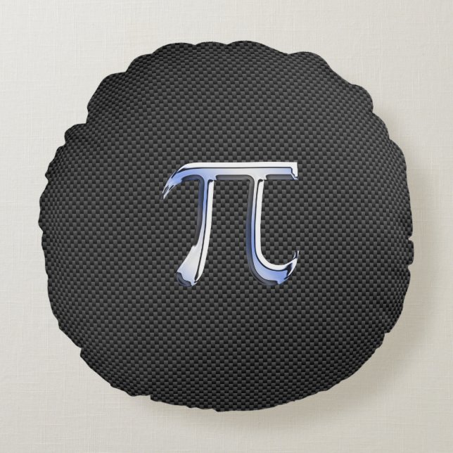 Chrome als PI-symbool op koolstofvezelstijl Rond Kussen (Voorkant)