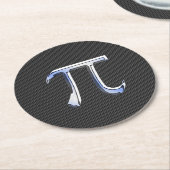 Chrome als PI-symbool op koolstofvezelstijl Ronde Kartonnen Onderzetter (Gebogen)