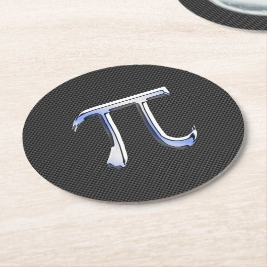 Chrome als PI-symbool op koolstofvezelstijl Ronde Kartonnen Onderzetter (Gebogen)