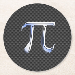 Chrome als PI-symbool op koolstofvezelstijl Ronde Kartonnen Onderzetter