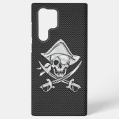 Chrome als Pirate Crossbones Koolstofvezelstijl Samsung Galaxy Hoesje (Achterkant)