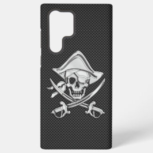 Chrome als piratenkruisbotten koolstofvezel stijl samsung galaxy hoesje