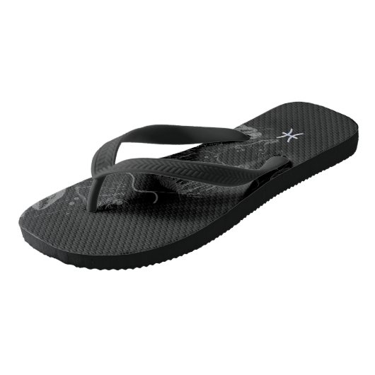Chrome als Pisces sterrenbeeld op Hevelius Teenslippers (Schuin)