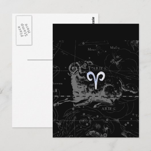 Chrome als Ram Zodiac Symbool op Hevelius 1690 Briefkaart (Voorkant / Achterkant)