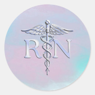 Chrome als RN Caduceus in moederstijl Ronde Sticker