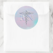 Chrome als RN Caduceus in moederstijl Ronde Sticker (Tas)