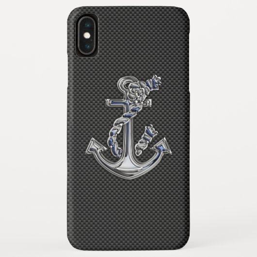 Chrome als Rope Anchor Blue op koolstofvezel Case-Mate iPhone Case (Achterkant)