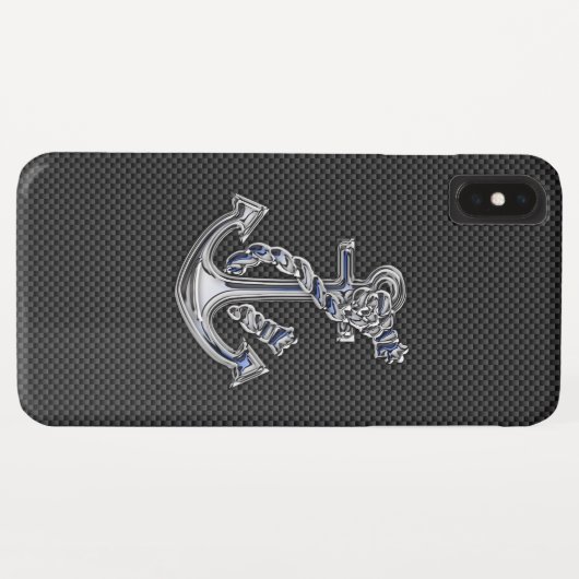 Chrome als Rope Anchor Blue op koolstofvezel Case-Mate iPhone Case (Achterkant (horizontaal))