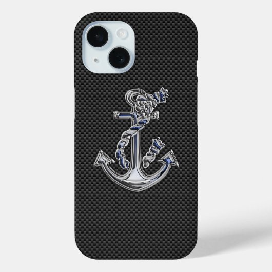 Chrome als Rope Anchor Blue op koolstofvezel Case-Mate iPhone Case (Achterkant)