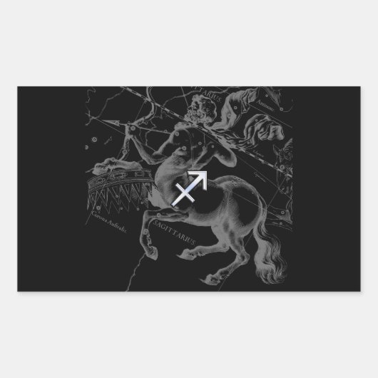 Chrome als Sagittarius Zodiac Sign Hevelius Decor Rechthoekige Sticker (Voorkant)