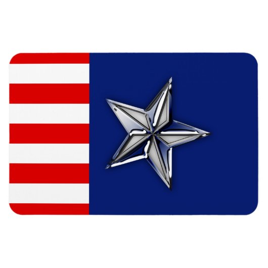 Chrome als Silver Star feestelijke kleuren Magneet (Horizontaal)