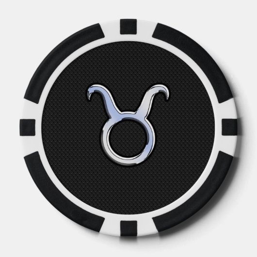 Chrome als Taurus Zodiac Sign Decor Poker Chips (Voorkant)