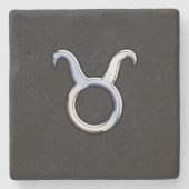 Chrome als Taurus Zodiac Sign Decor Stenen Onderzetter (Voorkant)