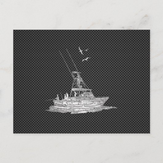 Chrome als Vissende boot op koolstofvezel Briefkaart (Voorkant)