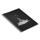 Chrome als Vissende boot op koolstofvezel Notitieboek (Rechterzijde)