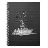 Chrome als Vissende boot op koolstofvezel Notitieboek (Voorkant)