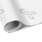 Chrome als White Knit Ribbon Awareness Print Cadeaupapier (Rol Hoek)