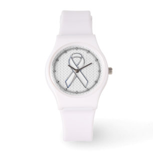 Chrome als White Knit Ribbon Awareness Print Horloge