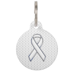 Chrome als White Knit Ribbon Awareness Print Huisdierpenning