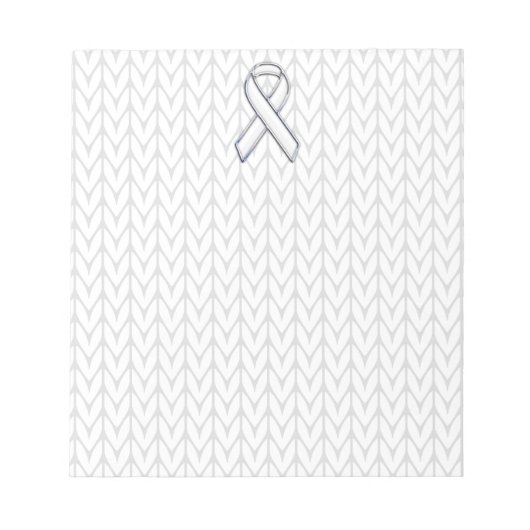 Chrome als White Knit Ribbon Awareness Print Notitieblok (Voorkant)