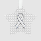 Chrome als White Knit Ribbon Awareness Print Ornament (voorkant)