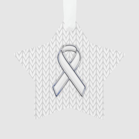 Chrome als White Knit Ribbon Awareness Print Ornament (voorkant)