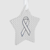 Chrome als White Knit Ribbon Awareness Print Ornament (voorkant)