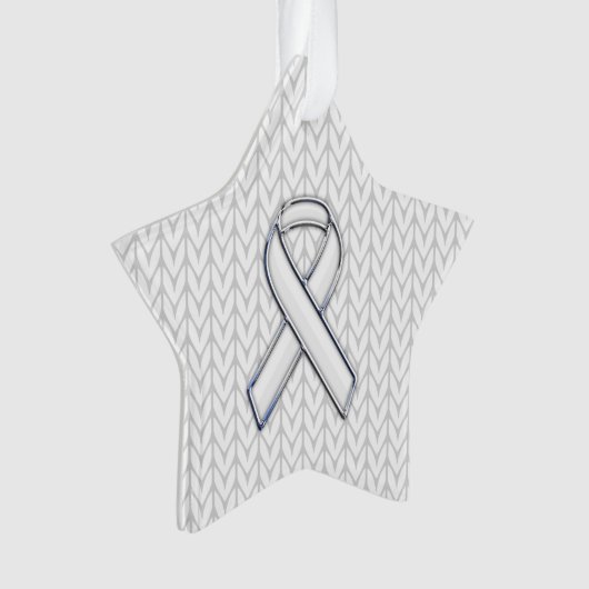 Chrome als White Knit Ribbon Awareness Print Ornament (voorkant)