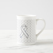 Chrome als White Knit Ribbon Awareness Print Porselein Kop (Rechts)