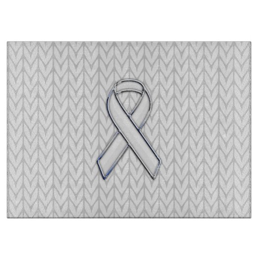 Chrome als White Knit Ribbon Awareness Print Snijplank (Voorkant)