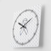 Chrome als White Knit Ribbon Awareness Print Vierkante Klok (Hoek)