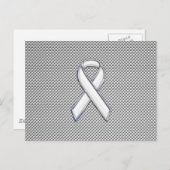 Chrome als White Ribbon Awareness Carbon Fibre Briefkaart (Voorkant / Achterkant)